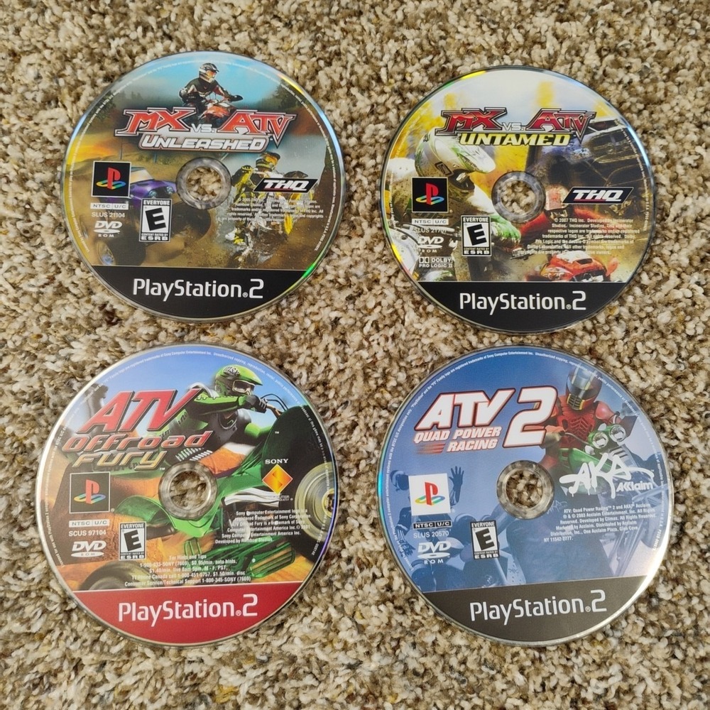 PlayStation 2 4 Game Lot MX Vs ATV Untamed Unleashed Offroad Fury‎ Quad Power 2